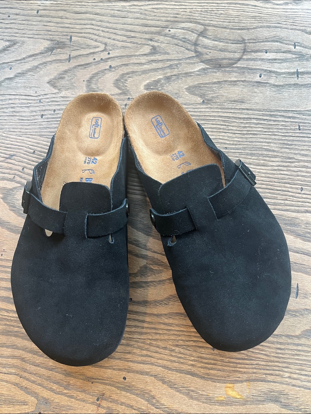 Birkenstock Vegan Boston Black Slip-On Mules soft footbed size 42 Men’s 9